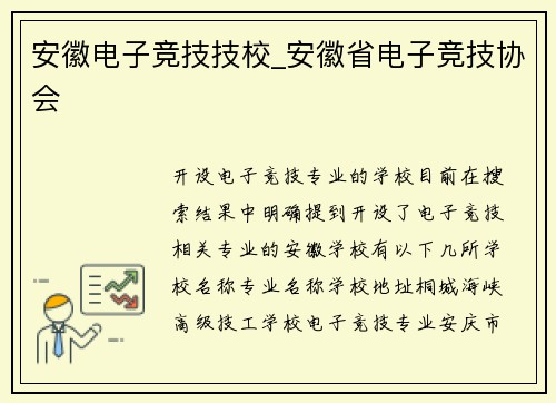 安徽电子竞技技校_安徽省电子竞技协会